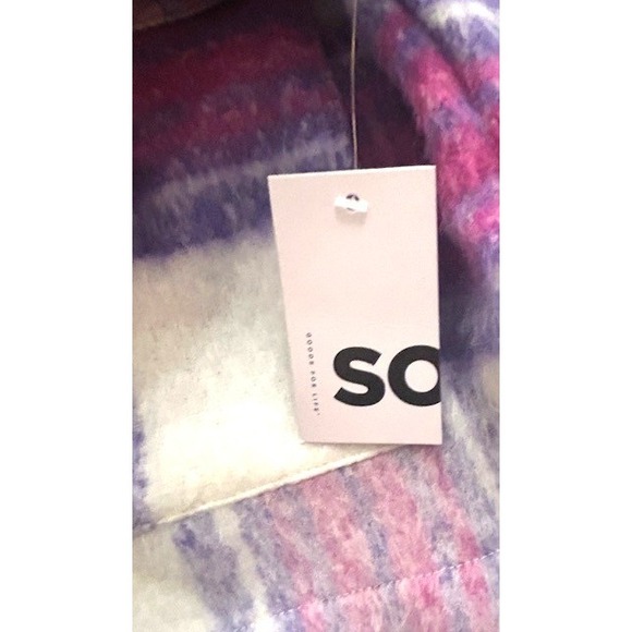 SO Cropped Plaid Jacket XL Pink Purple Oversized Cabin core Ski Resort Cozy Cute - Picture 8 of 16